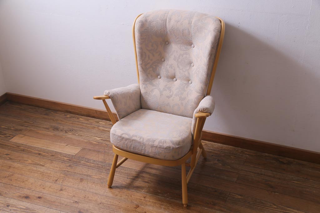 中古　イギリス　ERCOL(アーコール)　エバーグリーン　1人掛けイージーチェア(アームチェア、ソファ)(定価約29万円)(1)