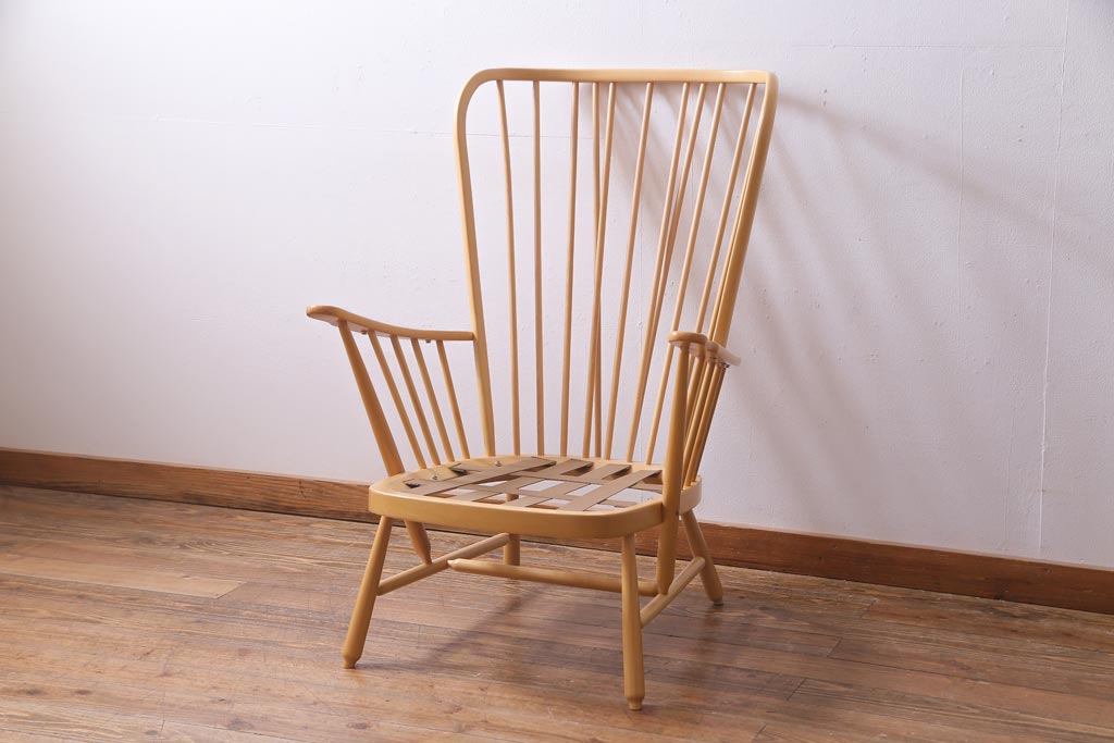 中古　イギリス　ERCOL(アーコール)　エバーグリーン　1人掛けイージーチェア(アームチェア、ソファ)(定価約29万円)(1)