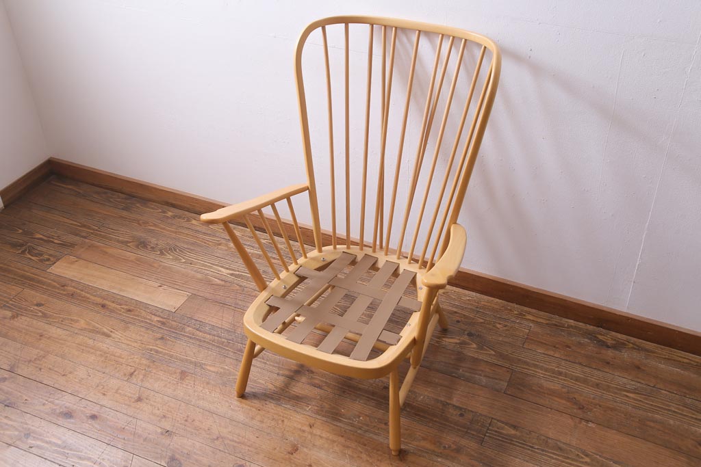 中古　イギリス　ERCOL(アーコール)　エバーグリーン　1人掛けイージーチェア(アームチェア、ソファ)(定価約29万円)(1)