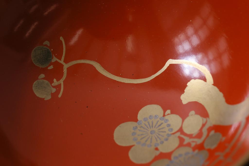 和製アンティーク　箱付き　木製　蒔絵　図変わり盃5つセット(漆器)