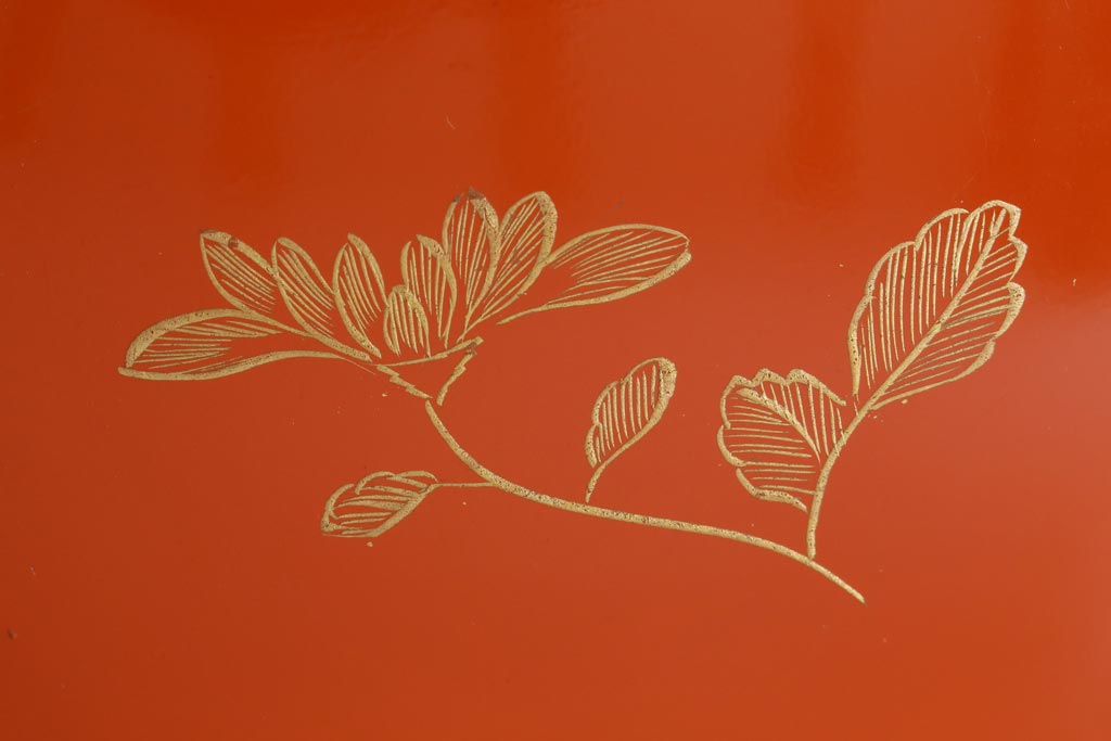 和製アンティーク　仙才型　沈金　蝶と菊　木製　蓋付きお椀7個セット(漆器)