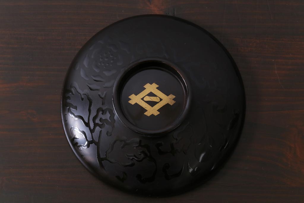 和製アンティーク　蒔絵　鴨　和モダンな蓋付き椀5つセット(お椀、漆器)(1)