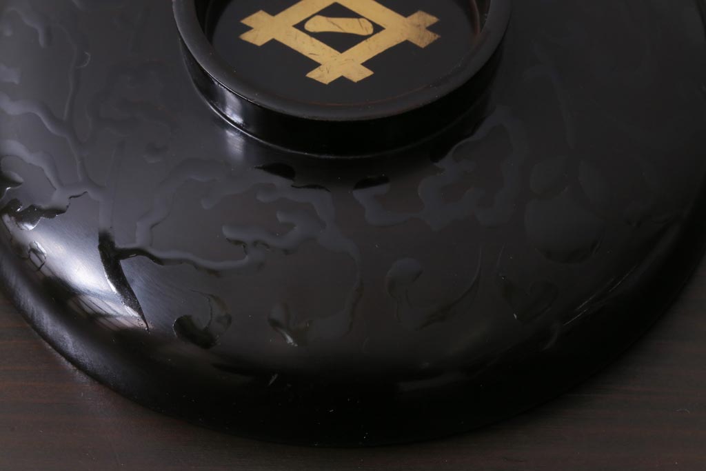 和製アンティーク　蒔絵　鴨　和モダンな蓋付き椀5つセット(お椀、漆器)(1)