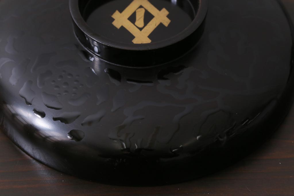 和製アンティーク　蒔絵　鴨　和モダンな蓋付き椀5つセット(お椀、漆器)(1)