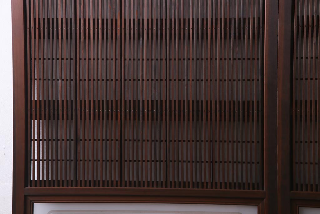 昭和初期　腰板ケヤキ材　裏障子の付いた格子帯戸2枚セット(ガラス帯戸、引き戸、建具)(1)