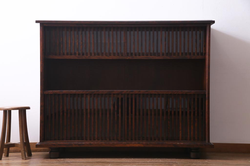 中古　九州民芸家具　和モダンなデザインが目を惹くサイドボード(収納棚、食器棚)