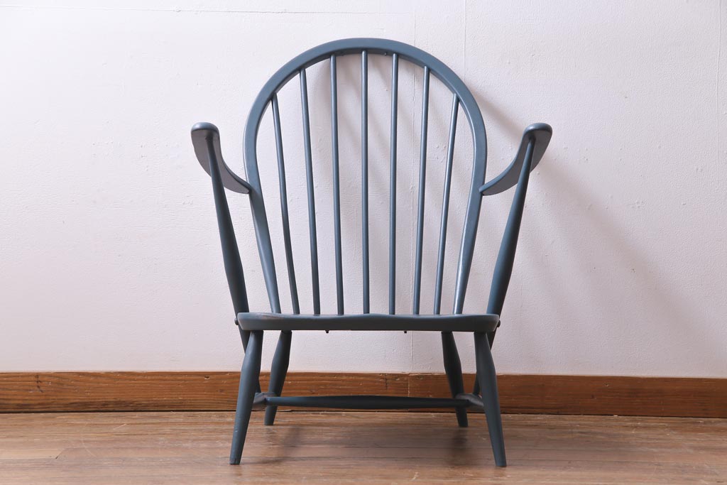 イギリスビンテージ　ペイント家具　ERCOL(アーコール)  シックなカラーがお洒落なラウンジチェア(椅子、アームチェア、ヴィンテージ)