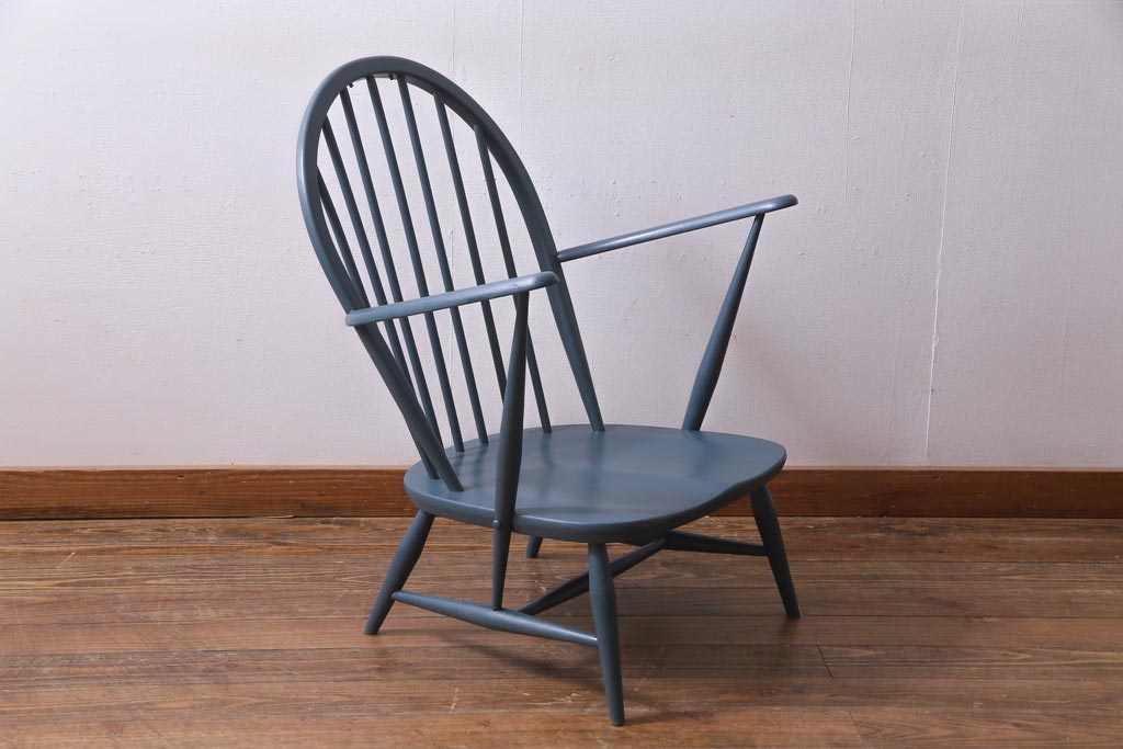 イギリスビンテージ　ペイント家具　ERCOL(アーコール)  シックなカラーがお洒落なラウンジチェア(椅子、アームチェア、ヴィンテージ)