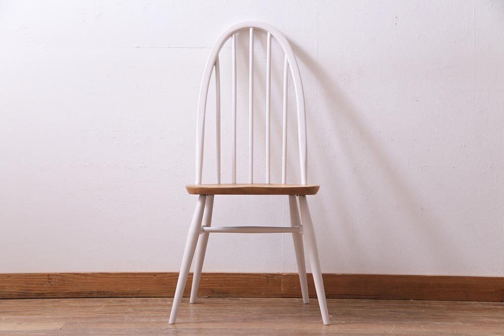 ヴィンテージ家具　ビンテージ　ERCOL(アーコール)　ツートンカラーがおしゃれなナチュラルペイントのクエーカーチェア(椅子)(1)