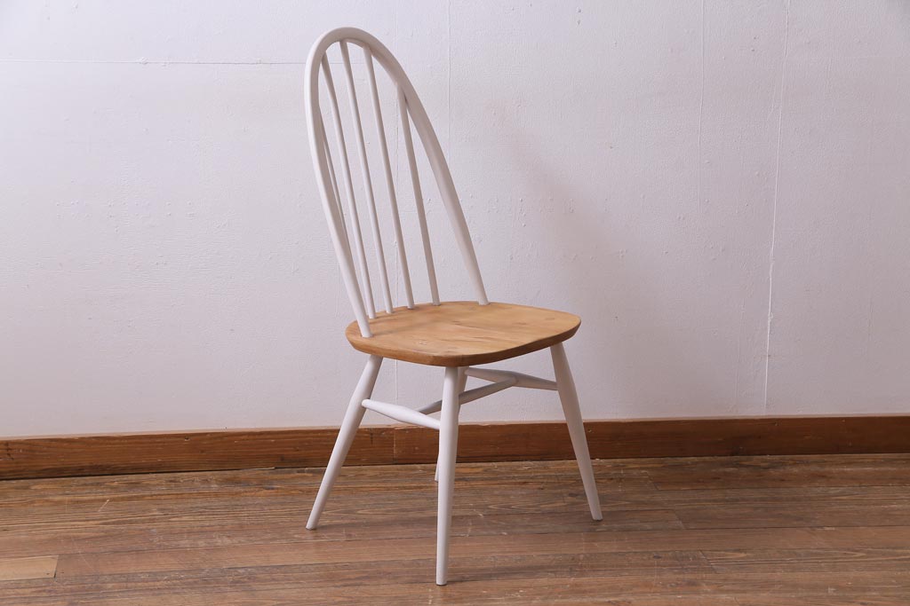 ヴィンテージ家具　ビンテージ　ERCOL(アーコール)　ツートンカラーがおしゃれなナチュラルペイントのクエーカーチェア(椅子)(1)