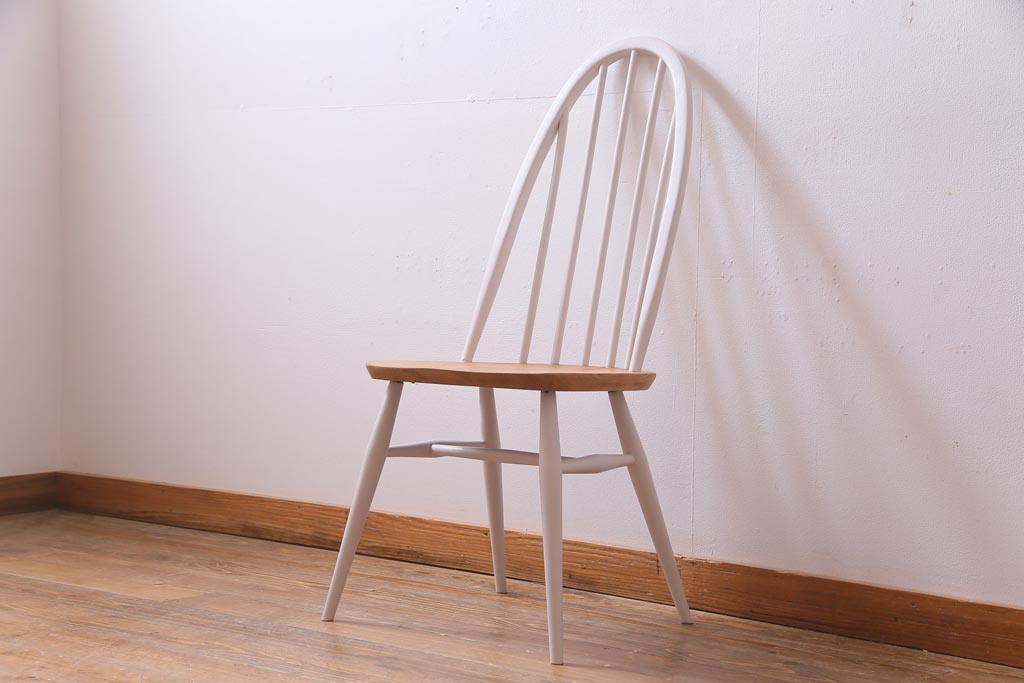 ヴィンテージ家具　ビンテージ　ERCOL(アーコール)　ツートンカラーがおしゃれなナチュラルペイントのクエーカーチェア(椅子)(1)