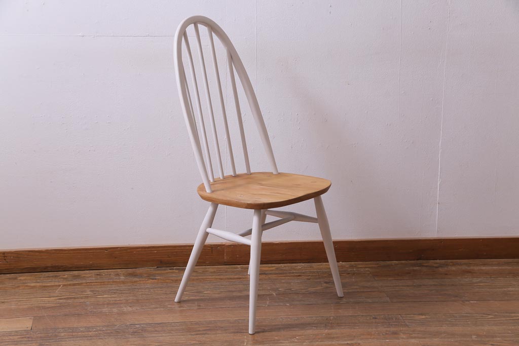 ヴィンテージ家具　ビンテージ　ERCOL(アーコール)　ツートンカラーがおしゃれなナチュラルペイントのクエーカーチェア(椅子)(2)