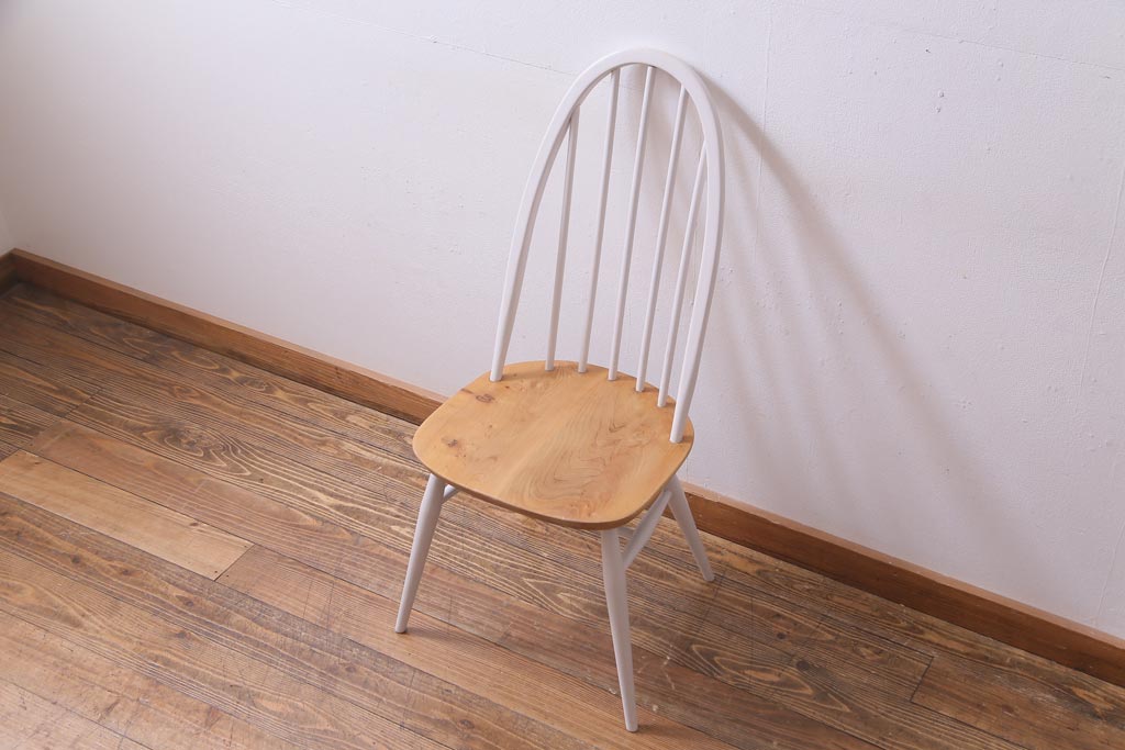 ヴィンテージ家具　ビンテージ　ERCOL(アーコール)　ツートンカラーがおしゃれなナチュラルペイントのクエーカーチェア(椅子)(2)