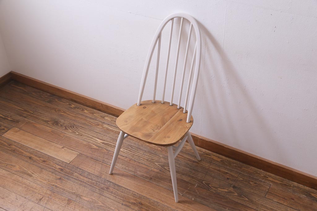 ヴィンテージ家具　ビンテージ　ERCOL(アーコール)　ツートンカラーがおしゃれなナチュラルペイントのクエーカーチェア(椅子)(3)