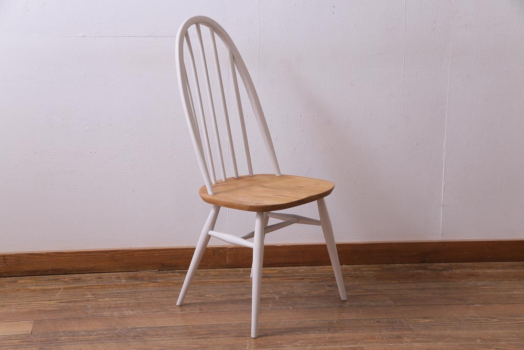 ヴィンテージ家具　ビンテージ　ERCOL(アーコール)　ツートンカラーがおしゃれなナチュラルペイントのクエーカーチェア(椅子)