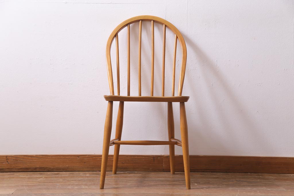 ヴィンテージ家具　イギリスビンテージ　ERCOL(アーコール)　明るい木色があたたかなウィンザーチェア(ワークチェア、椅子、ウインザーチェア)