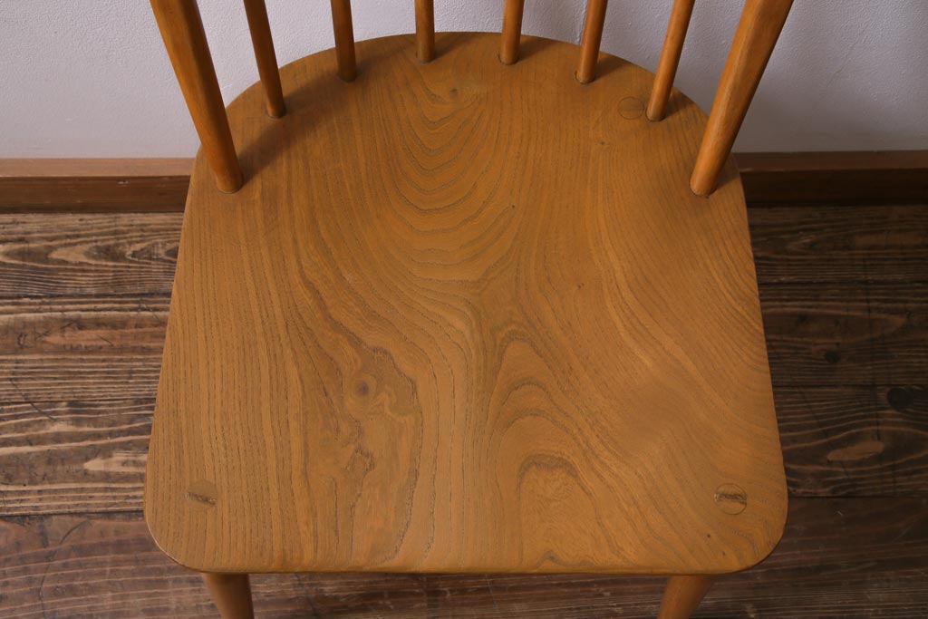 ヴィンテージ家具　イギリスビンテージ　ERCOL(アーコール)　明るい木色があたたかなウィンザーチェア(ワークチェア、椅子、ウインザーチェア)