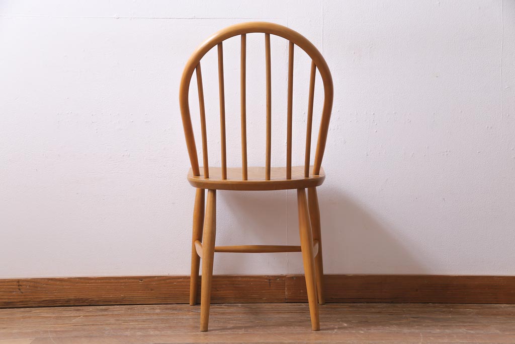 ヴィンテージ家具　イギリスビンテージ　ERCOL(アーコール)　明るい木色があたたかなウィンザーチェア(ワークチェア、椅子、ウインザーチェア)