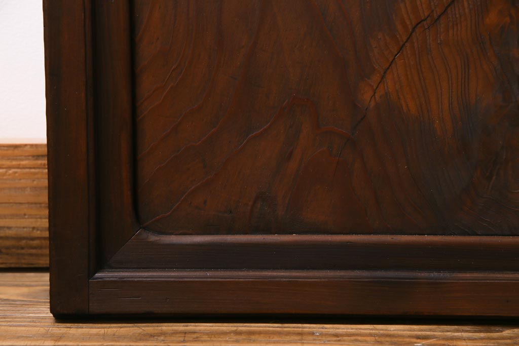 和製アンティーク　杉材　すっきりとした格子が美しい額入り障子戸4枚セット(引き戸、建具)