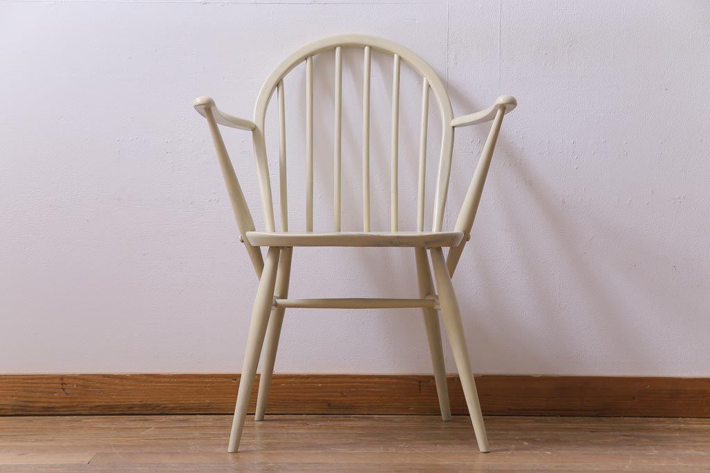 ペイント家具　ERCOL(アーコール)　あたたかなカラーのフープバックアームチェア(ウィンザーチェア、椅子、ウインザーチェア)