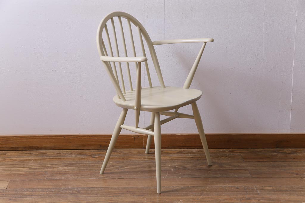 ペイント家具　ERCOL(アーコール)　あたたかなカラーのフープバックアームチェア(ウィンザーチェア、椅子、ウインザーチェア)