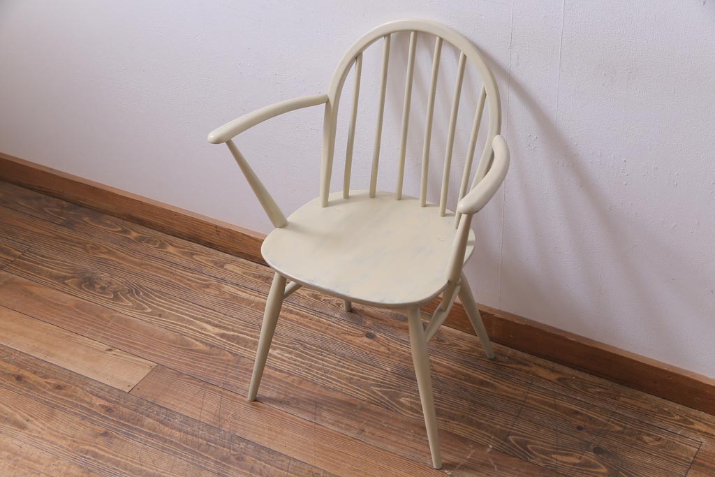 ペイント家具　ERCOL(アーコール)　あたたかなカラーのフープバックアームチェア(ウィンザーチェア、椅子、ウインザーチェア)