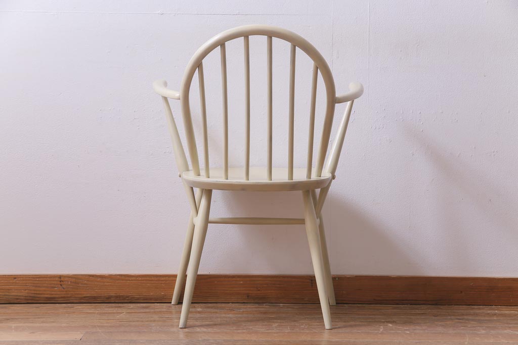 ペイント家具　ERCOL(アーコール)　あたたかなカラーのフープバックアームチェア(ウィンザーチェア、椅子、ウインザーチェア)