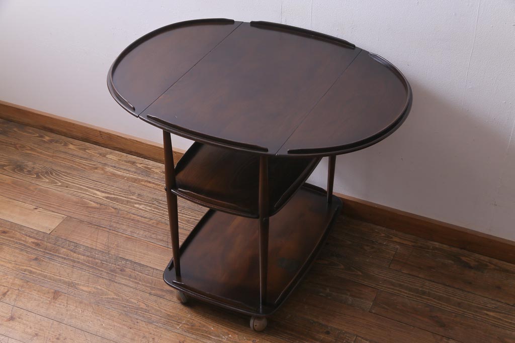 ヴィンテージ家具　イギリスビンテージ　ERCOL(アーコール)　上品で洗練されたデザインのバタフライトロリー(キッチンワゴン、キャスターワゴン)