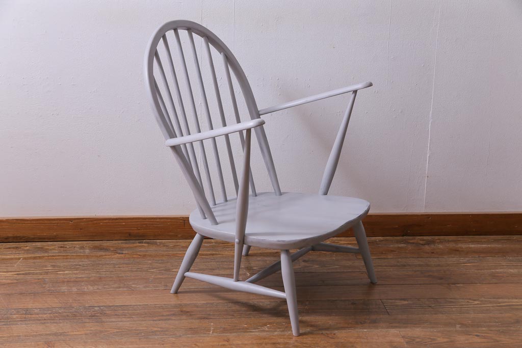 ペイント家具　イギリスビンテージ　ERCOL(アーコール) フレンチシャビーなラウンジチェア(椅子、アームチェア)