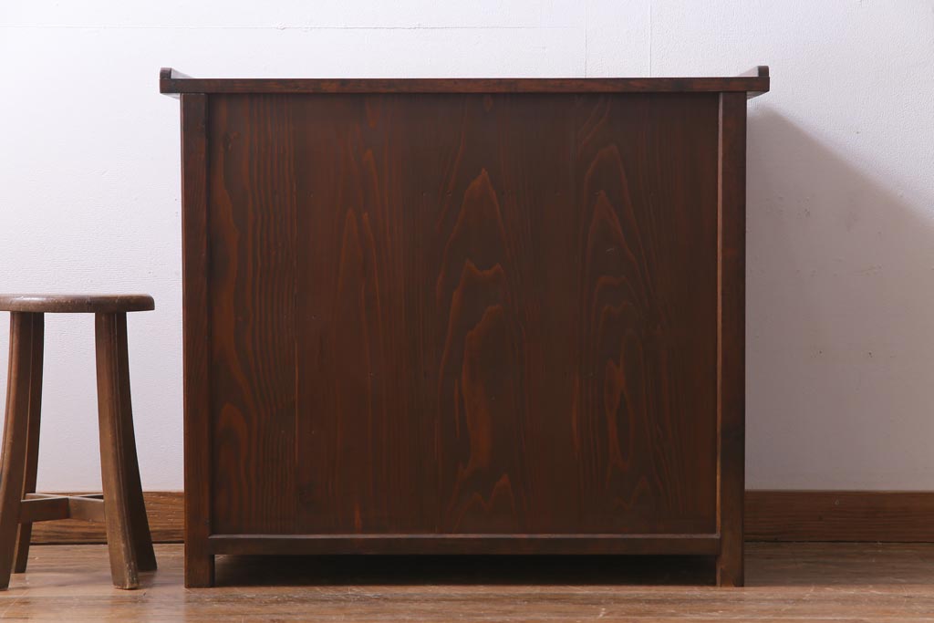 アンティーク家具　和製アンティーク　大正昭和初期　ヒノキ材　優しげな木肌が魅力的なサイドボード(カウンターテーブル、引き出し)
