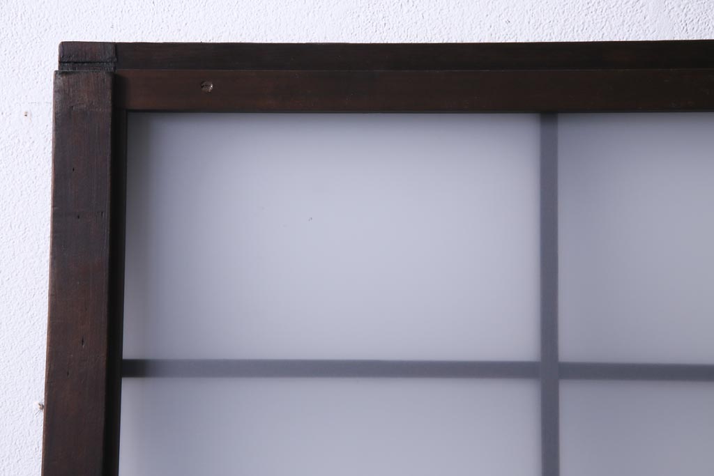 和製アンティーク　すりガラスと結霜ガラスが上品なガラス戸2枚セット(引き戸、建具)