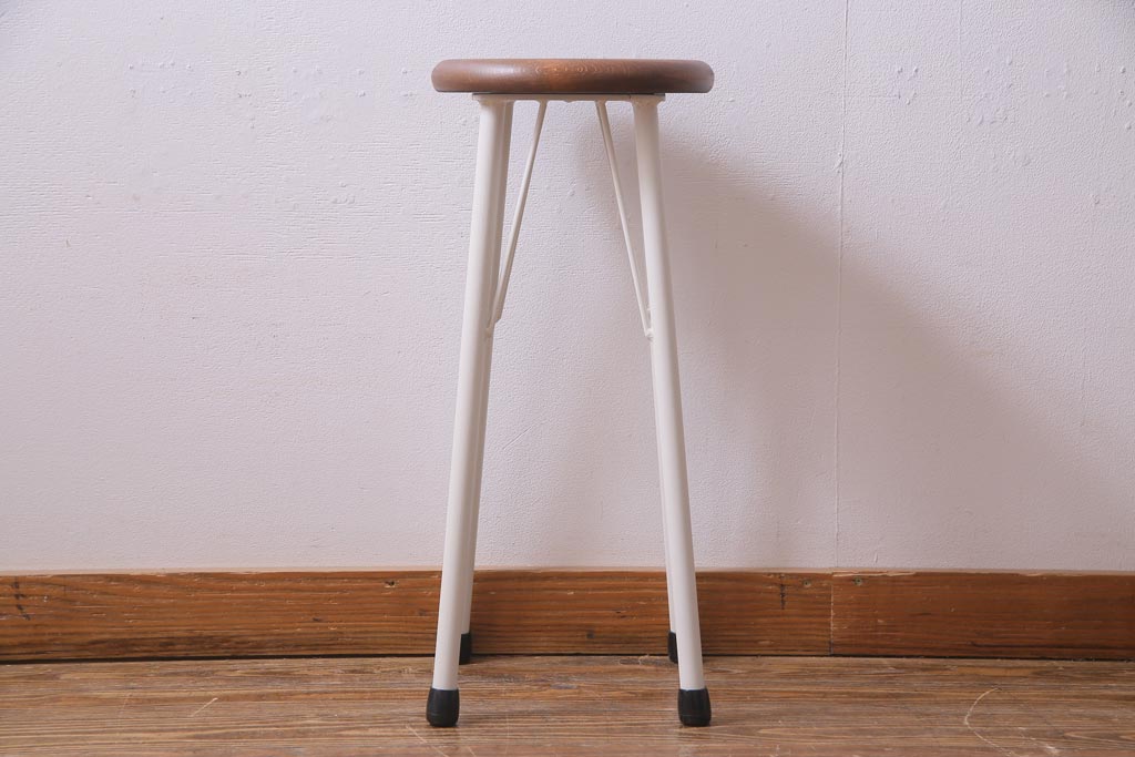 ラフジュ工房オリジナル　爽やかなホワイトカラーのペイントハイスツール(椅子)