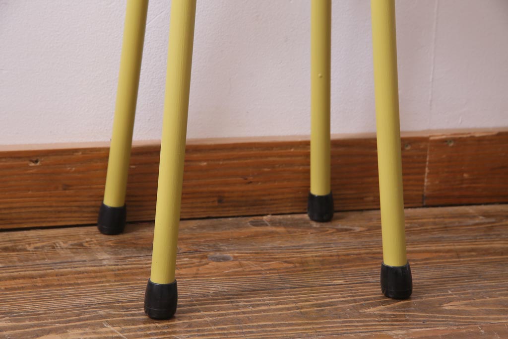 ラフジュ工房オリジナル　柔らかな黄色が目を引くペイントハイスツール(椅子)