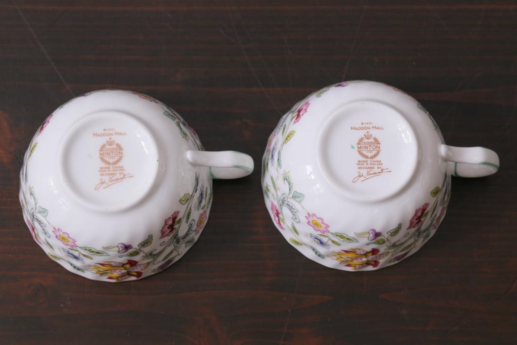 中古美品　イギリス　MINTON(ミントン)　Haddon Hall(ハドンホール)　ティーセット(カップ&ソーサー、プレート)(1)