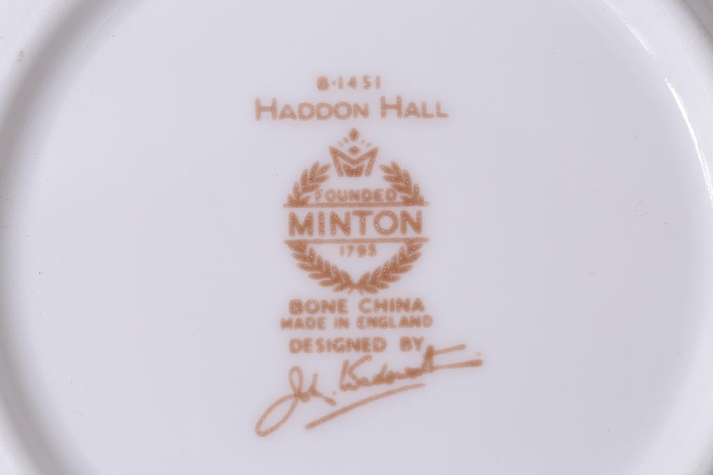 中古美品　イギリス　MINTON(ミントン)　Haddon Hall(ハドンホール)　ティーセット(カップ&ソーサー、プレート)(1)