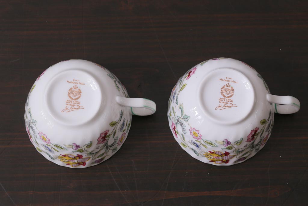 中古　イギリス　MINTON(ミントン)　Haddon Hall(ハドンホール)　ティーセット(カップ&ソーサー、プレート)(2)