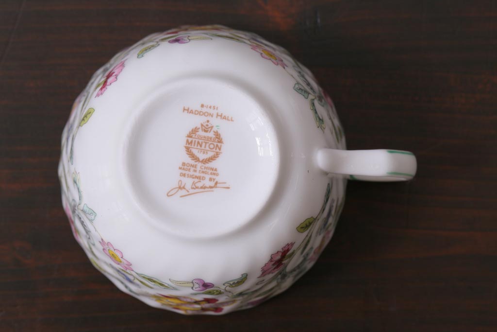 中古　イギリス　MINTON(ミントン)　Haddon Hall(ハドンホール)　ティーセット(カップ&ソーサー、プレート)(2)