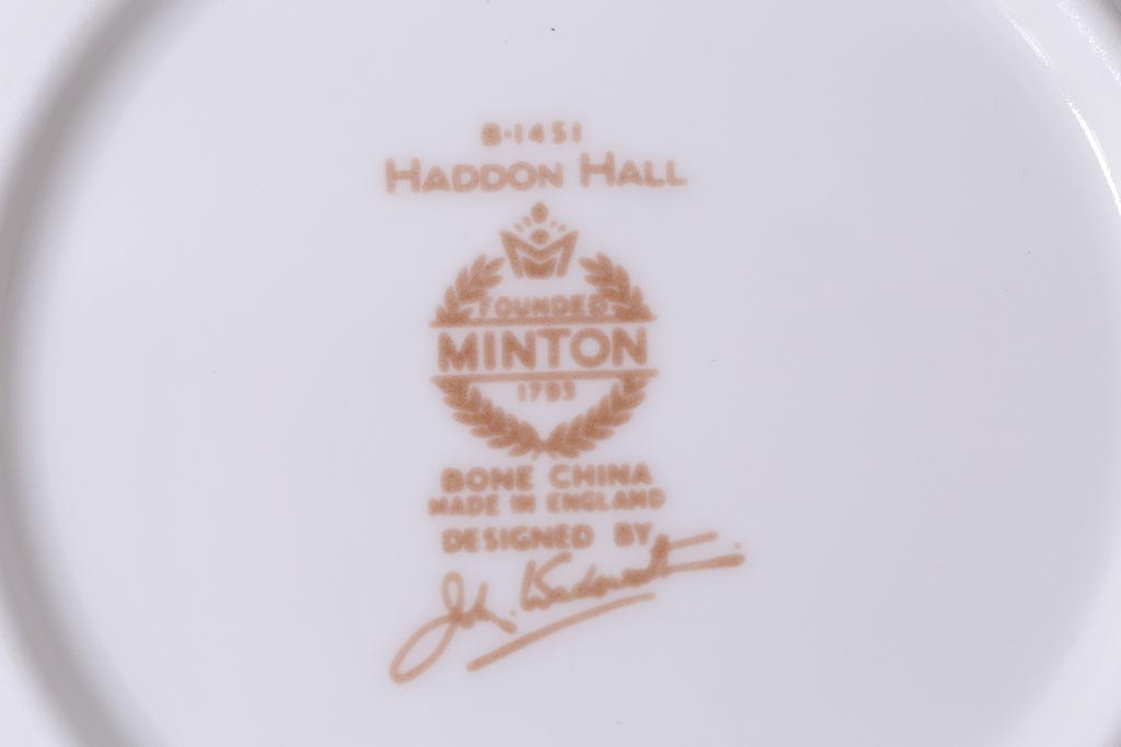 中古　イギリス　MINTON(ミントン)　Haddon Hall(ハドンホール)　ティーセット(カップ&ソーサー、プレート)(2)