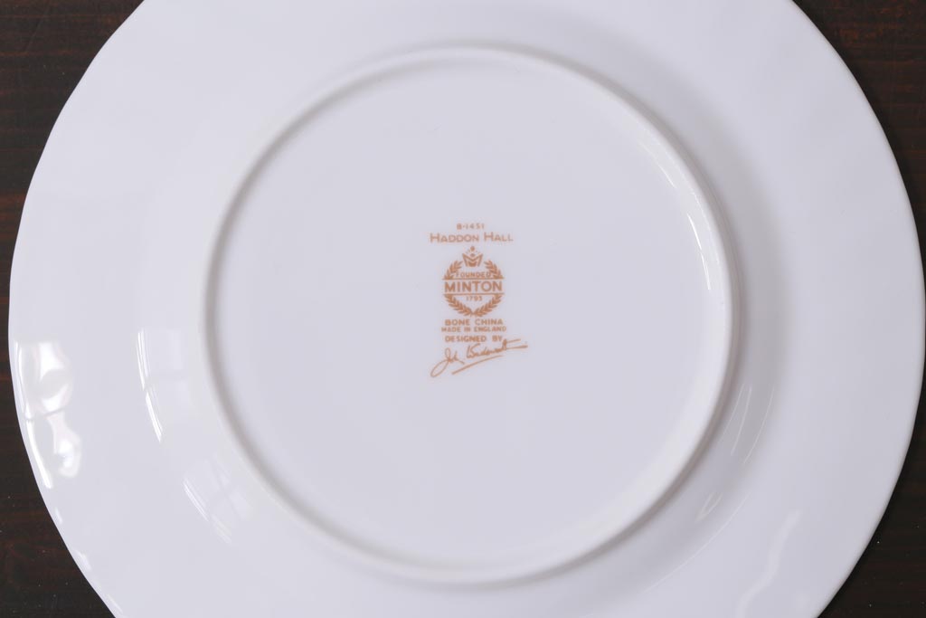 中古　イギリス　MINTON(ミントン)　Haddon Hall(ハドンホール)　ティーセット(カップ&ソーサー、プレート)(2)