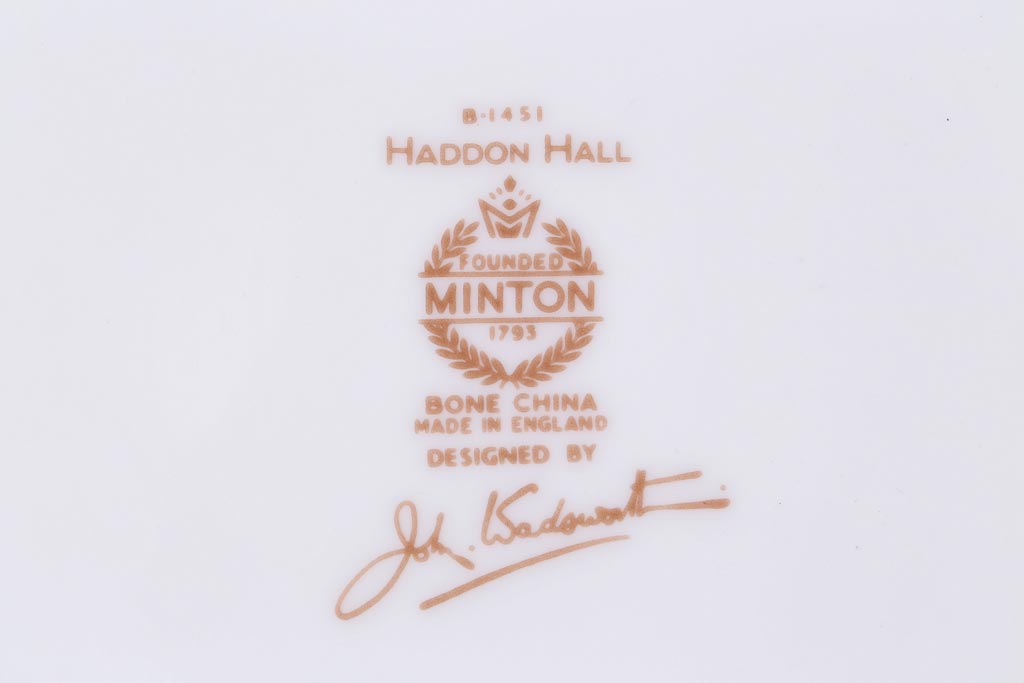 中古美品　イギリス　MINTON(ミントン)　Haddon Hall(ハドンホール)　ティーセット(カップ&ソーサー、プレート)(3)
