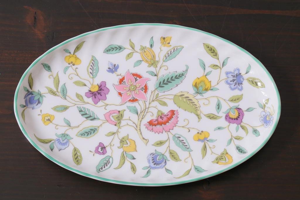 中古美品　イギリス　MINTON(ミントン)　Haddon Hall(ハドンホール)　プレート3枚セット(オーバルトレー、サービスボウル)