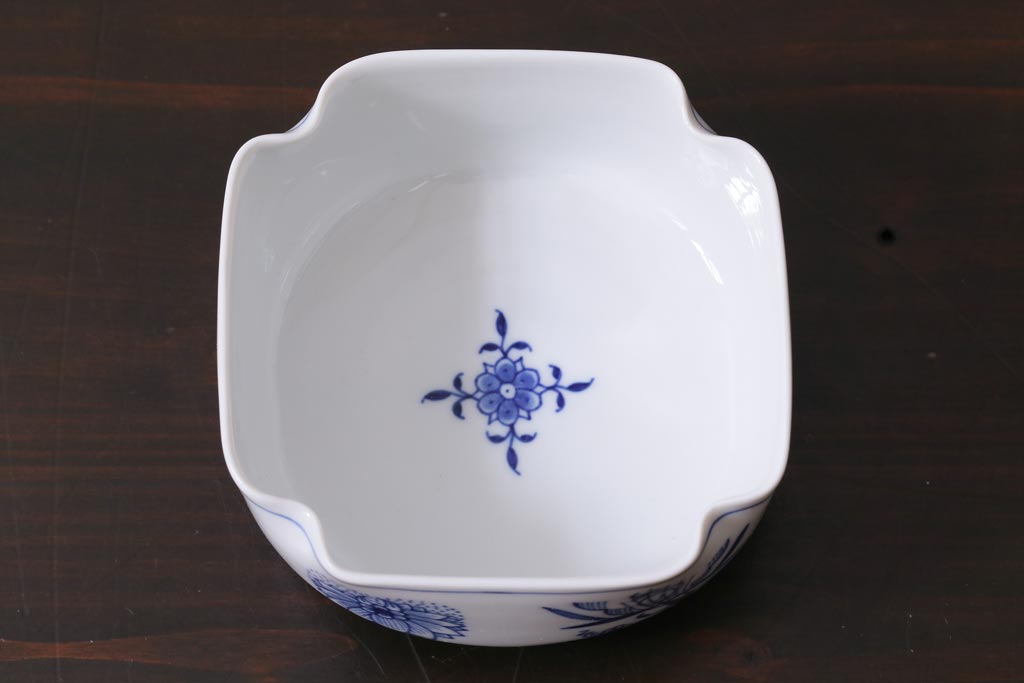 中古美品　MEISSEN(マイセン)　ブルーオニオン　木瓜型小鉢(スクエアボウル)