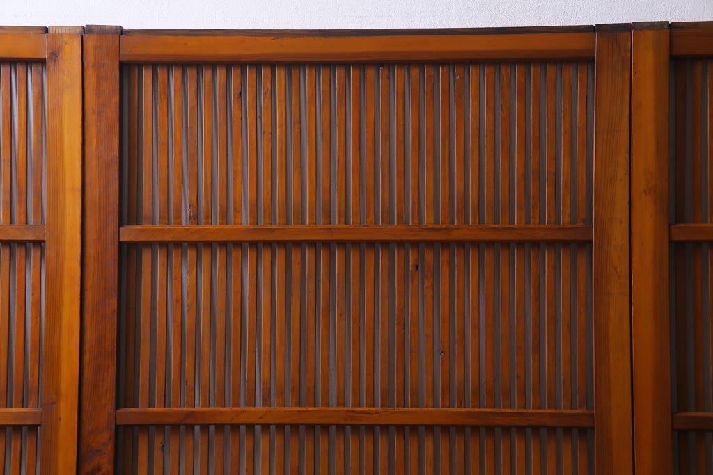 昭和初期　当店オリジナルガラス　黒柿の腰板が目を引く格子戸4枚セット(建具、ガラス帯戸、引き戸)
