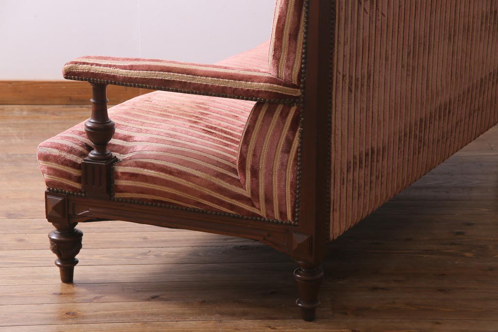 アンティーク家具　フランスアンティーク　マホガニー材　エレガントな佇まいが魅力的なソファ(長椅子)