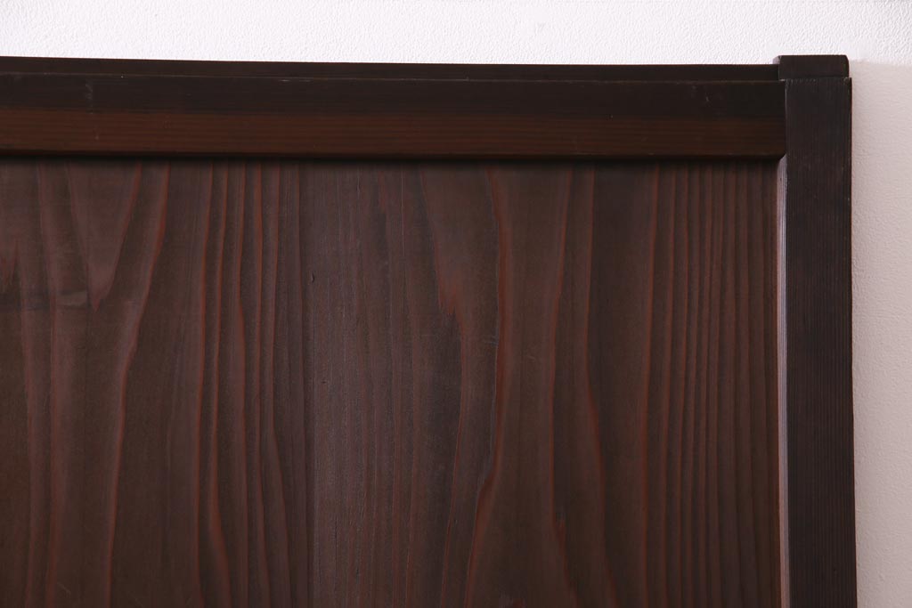 和製アンティーク　昭和初期　杉材　組子入り　ダイナミックな木目が魅力的な板戸(引き戸、建具)4枚セット