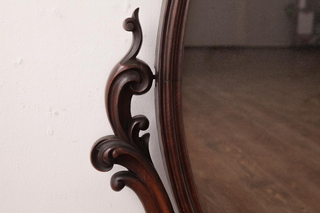 アンティーク雑貨　フランスアンティーク　マホガニー材　最高級　気品あふれるヴィクトリアンスタイルのミラー(ドレッサー、鏡)