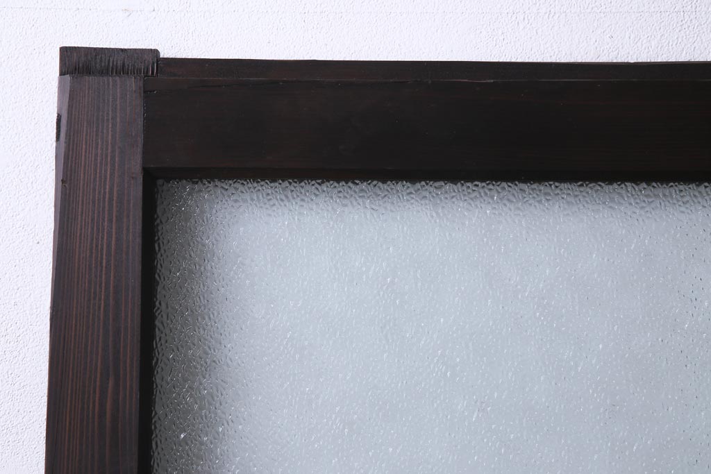 和製アンティーク　腰板ケヤキ材　ダイヤガラス入り　味のあるレトロな雰囲気醸し出すガラス戸2枚セット(建具、引き戸)