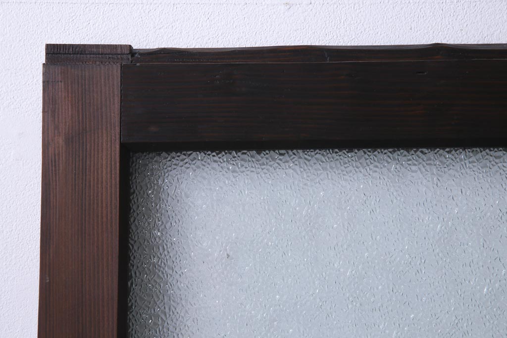 昭和初期　腰板ケヤキ材　ダイヤガラス入り　味のあるレトロな雰囲気醸し出すガラス戸2枚セット(引き戸)