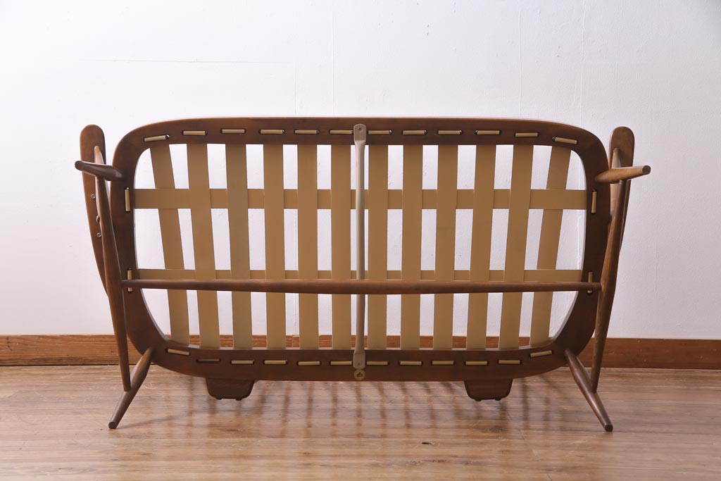 中古　イギリス　ヴィンテージ家具　ERCOL(アーコール)　エバーグリーン　2人掛けソファ(アームチェア、イージーチェア、ビンテージ)(定価約58万円)