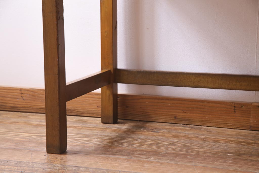 レトロ家具　昭和レトロ　薄型リメイク　ノスタルジックなナラ材製の片袖机(ワークデスク、在宅ワーク、在宅用)